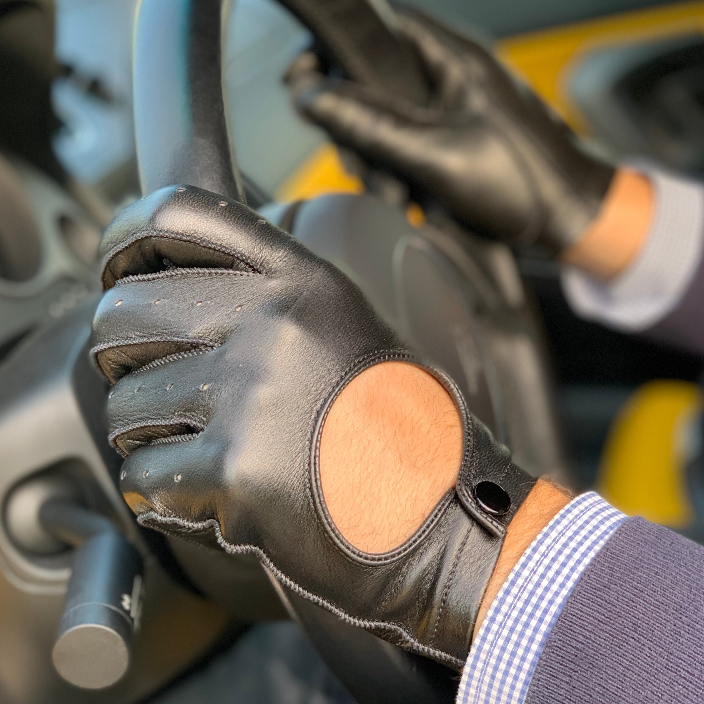 Miesten nahkakäsineet, peurannahka ralli, musta