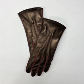 Miesten nahkakäsineet, musta/tummanpunainen