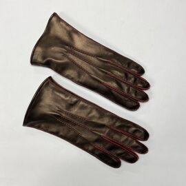 Miesten nahkakäsineet, musta/tummanpunainen