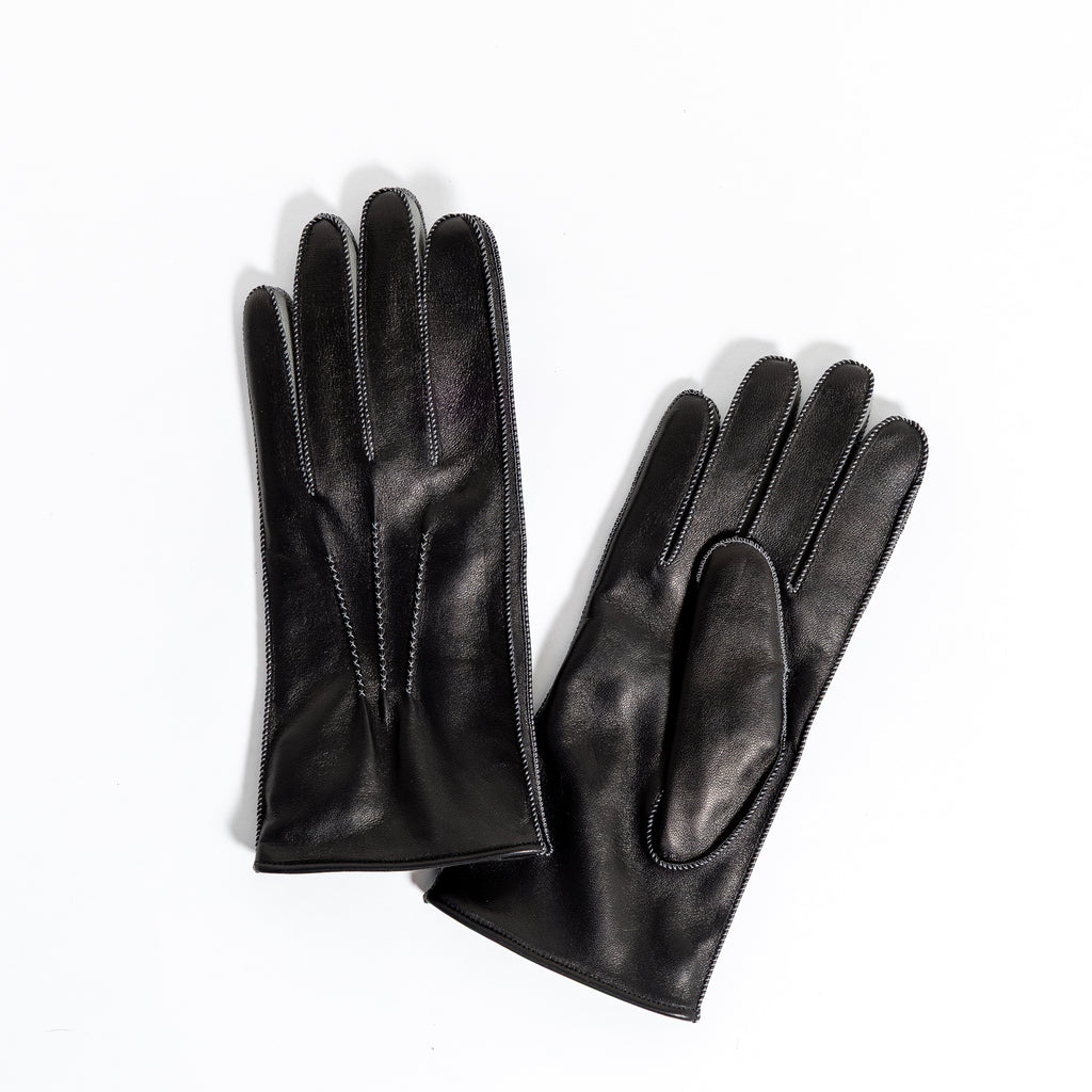 Miesten nahkakäsineet, musta/harmaa