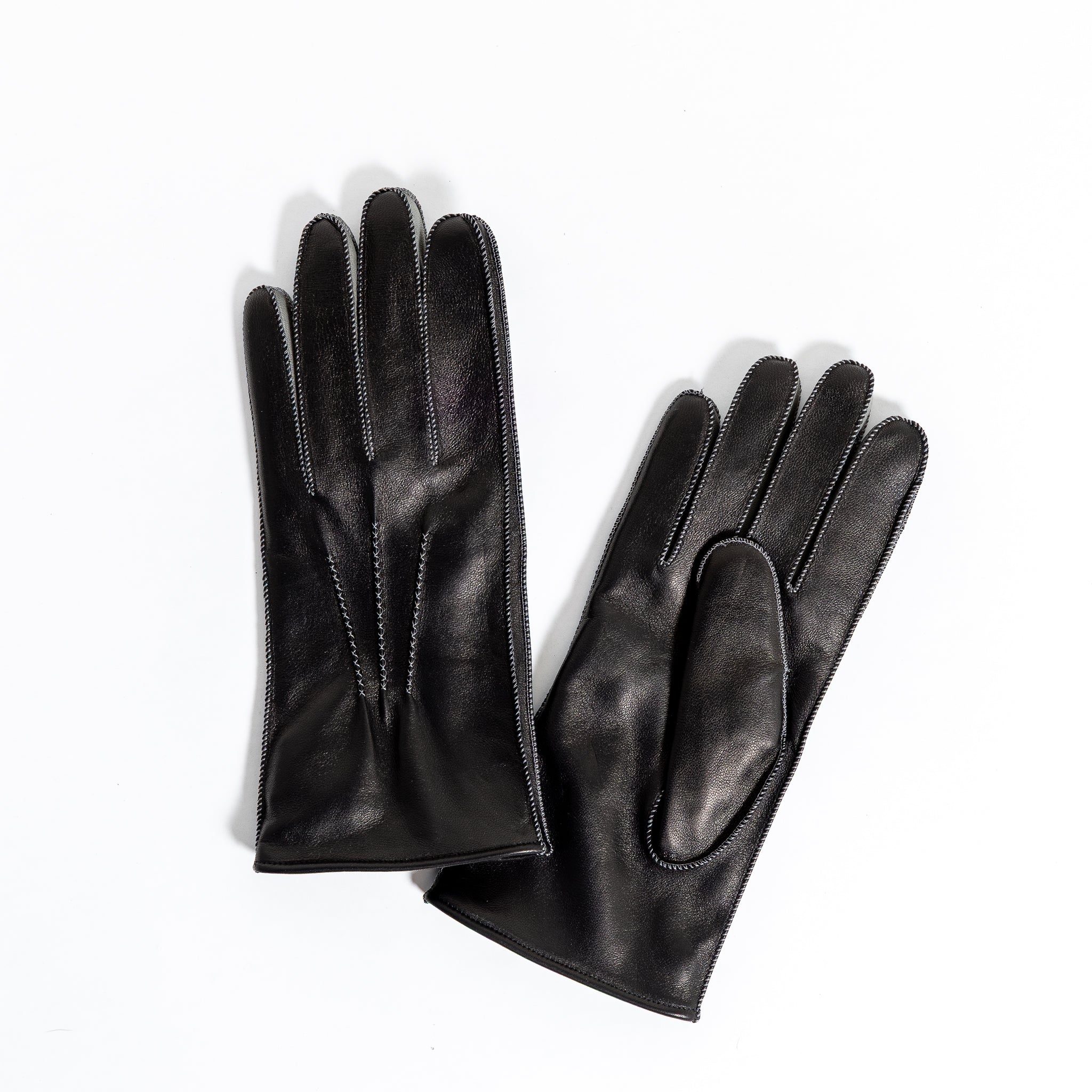 Miesten nahkakäsineet, musta/harmaa