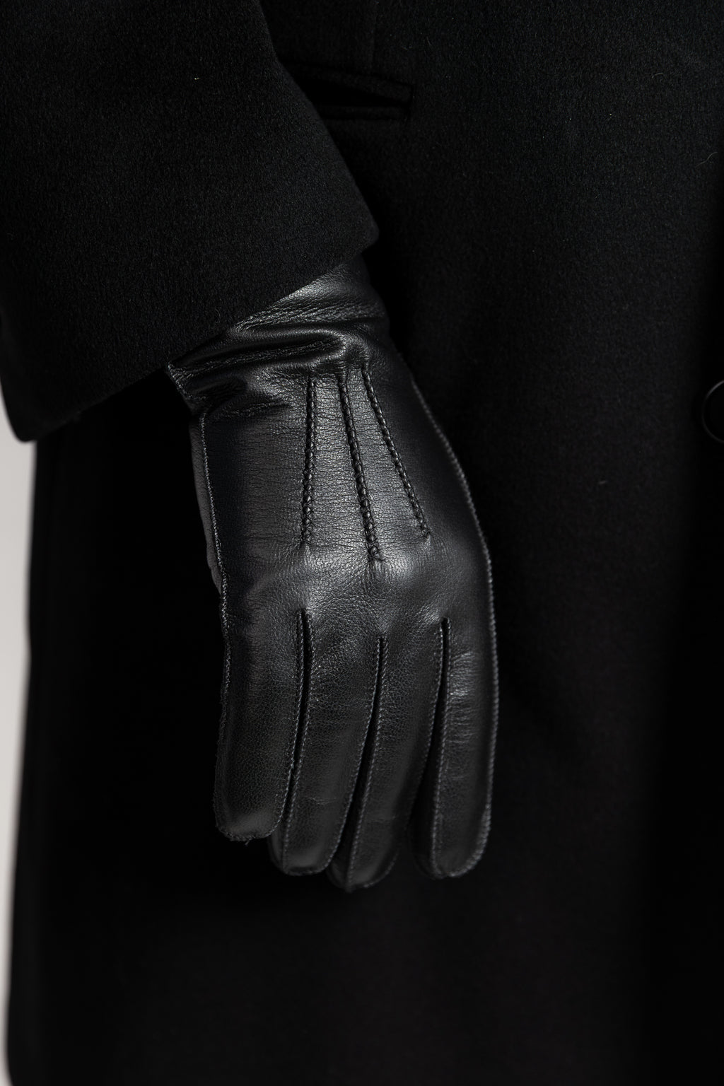 Miesten nahkakäsineet, peurannahka, musta
