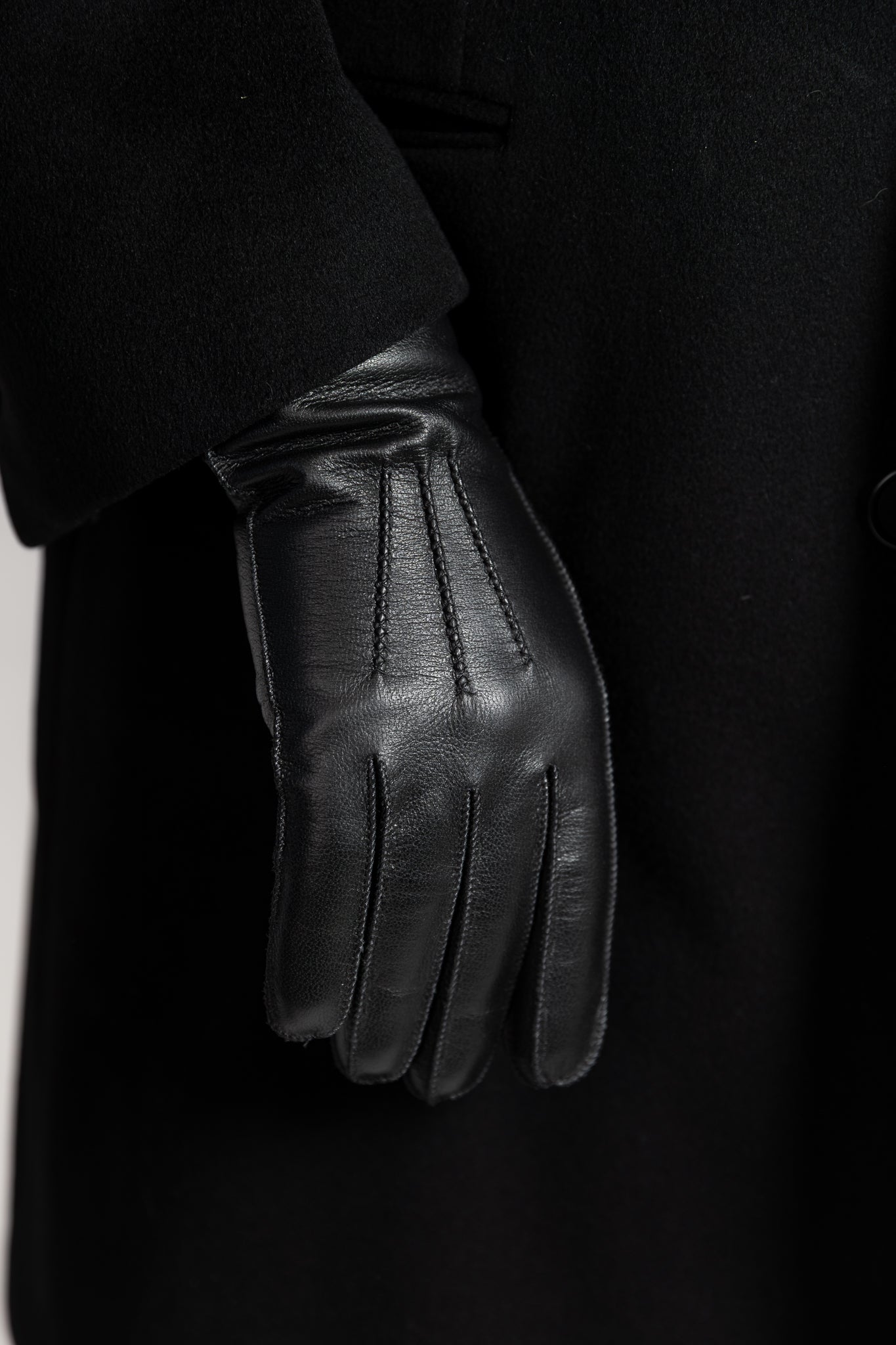 Miesten nahkakäsineet, peurannahka, musta