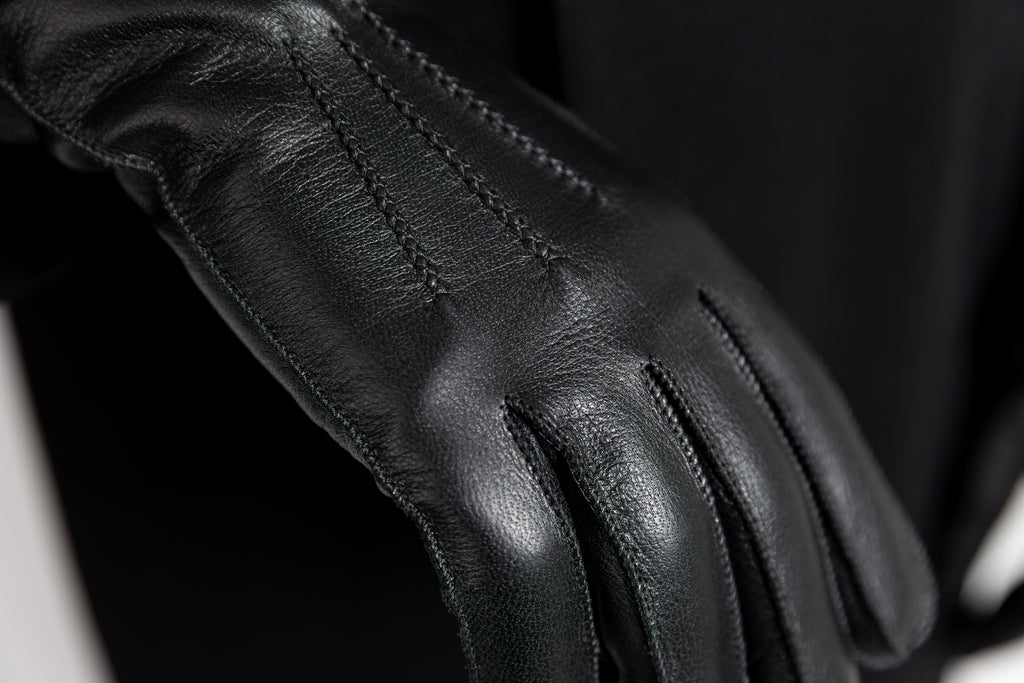 Miesten nahkakäsineet, peurannahka, musta