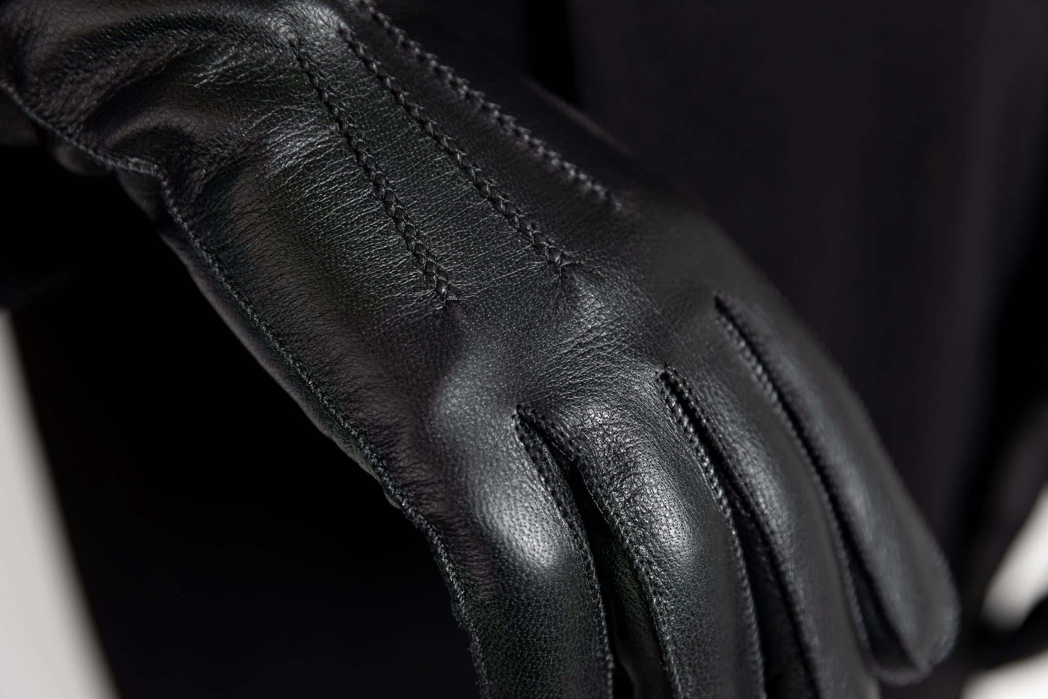 Miesten nahkakäsineet, peurannahka, musta