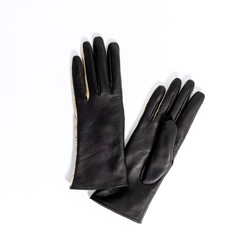 Naisten nahkakäsine, eleganssi, musta