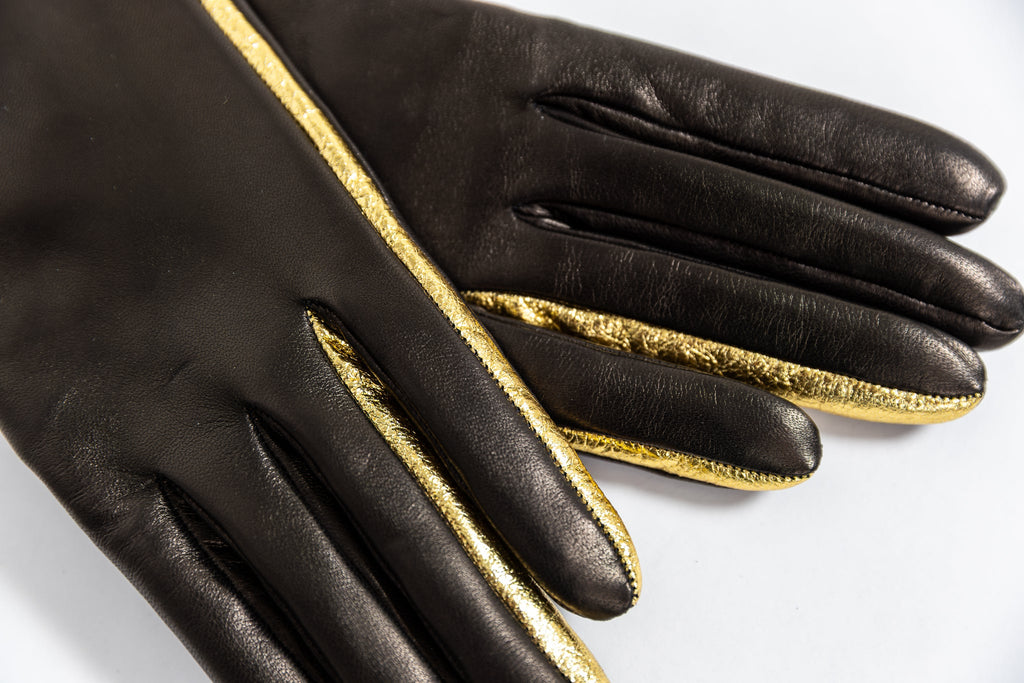 Naisten nahkakäsine, eleganssi, musta