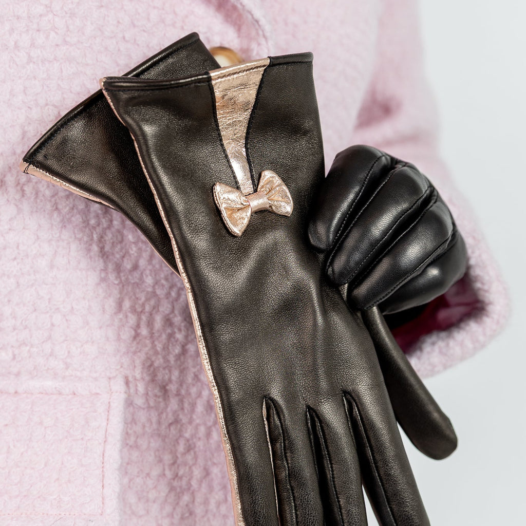 Naisten nahkakäsine, prinsessa, musta