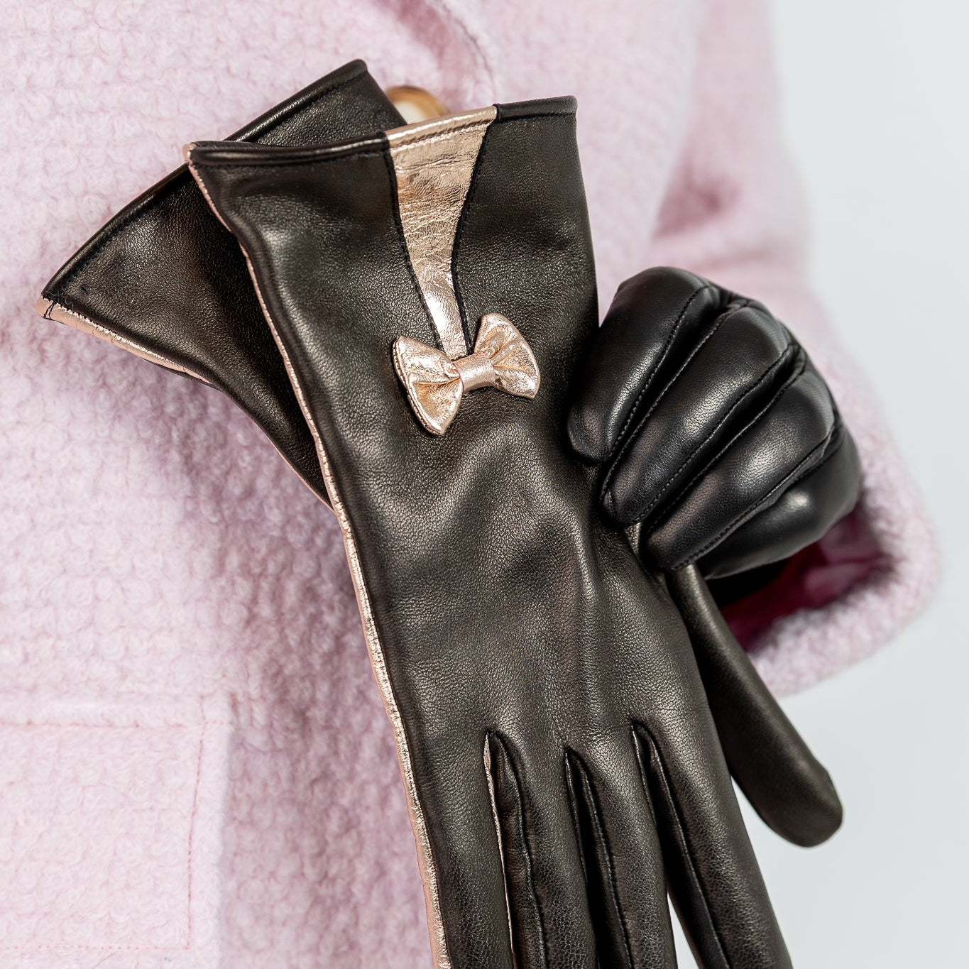 Naisten nahkakäsine, prinsessa, musta