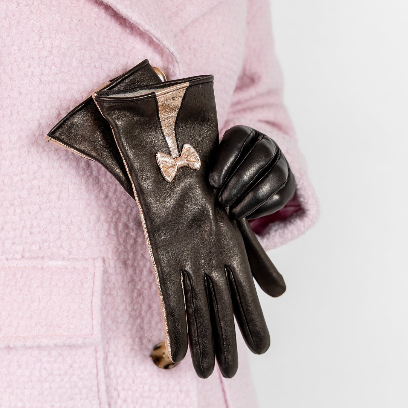 Naisten nahkakäsine, prinsessa, musta