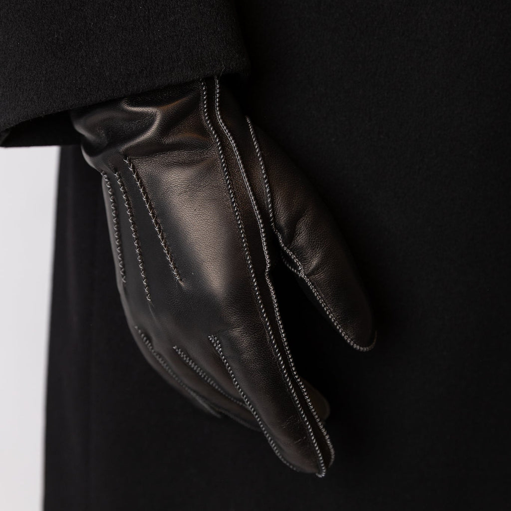 Miesten nahkakäsineet, musta/harmaa