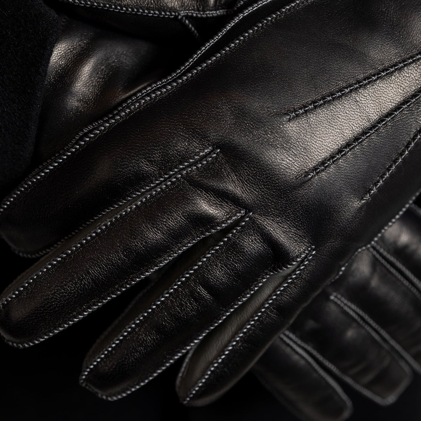 Miesten nahkakäsineet, musta/harmaa