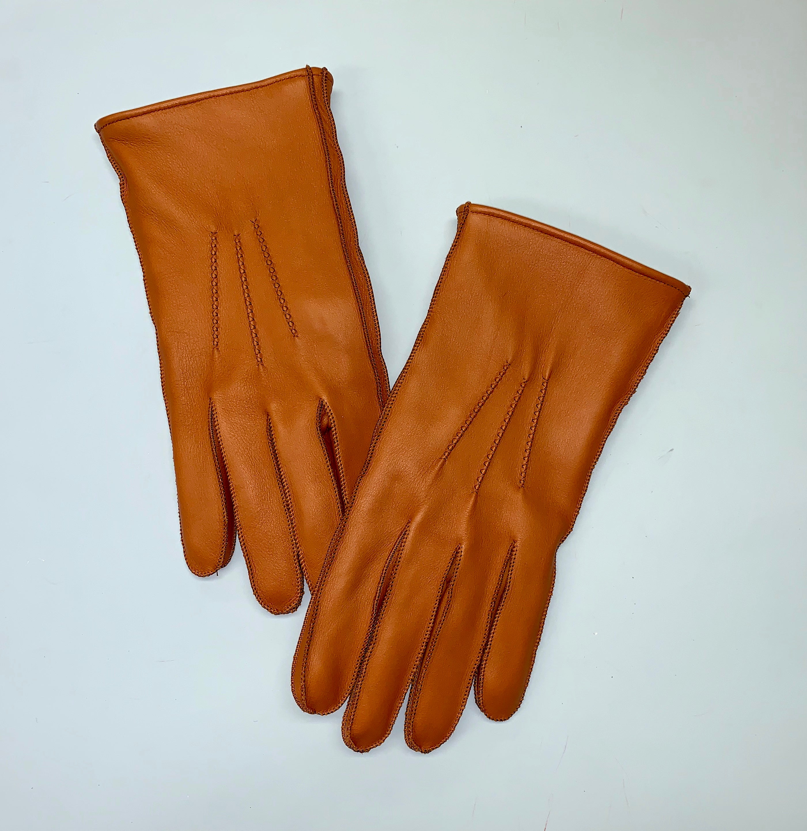 Miesten nahkakäsineet, peurannahka, konjakki