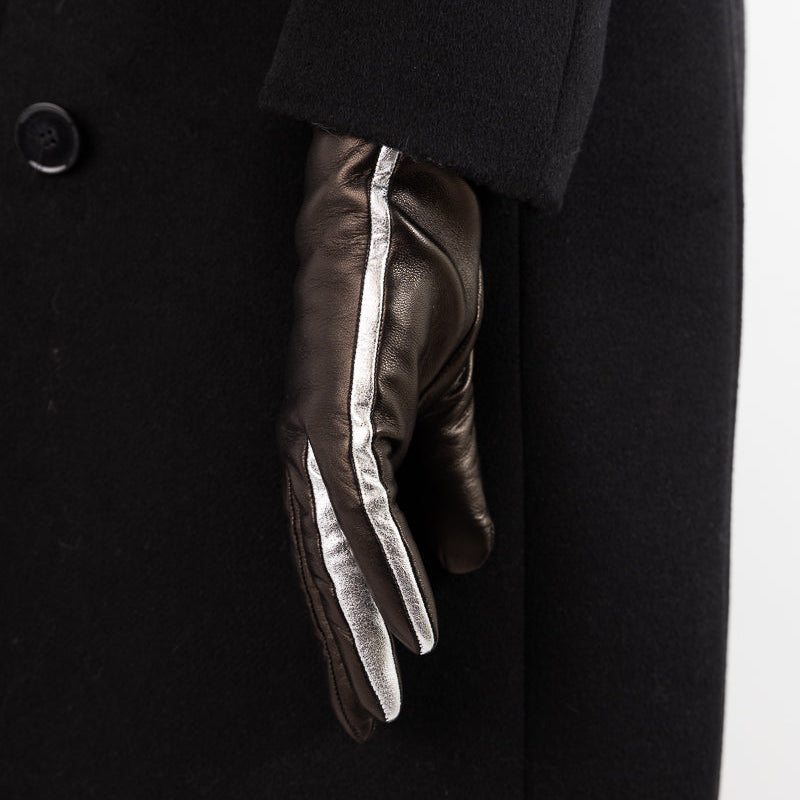 Naisten nahkakäsine, eleganssi, musta