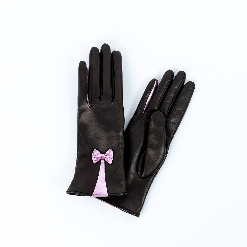 Naisten nahkakäsine, rusettikiila, ruusukulta