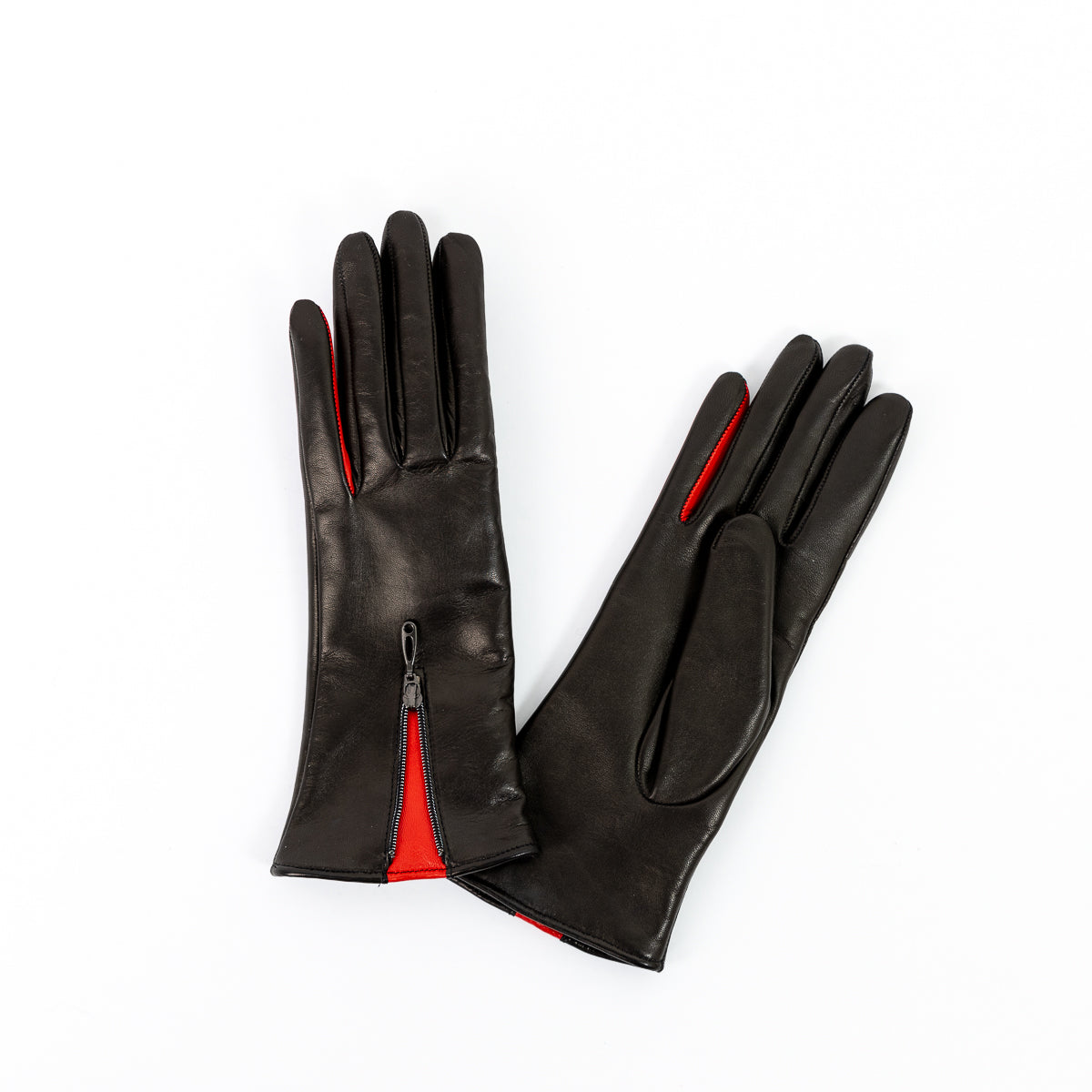 Naisten nahkakäsine, vetoketju, värillinen