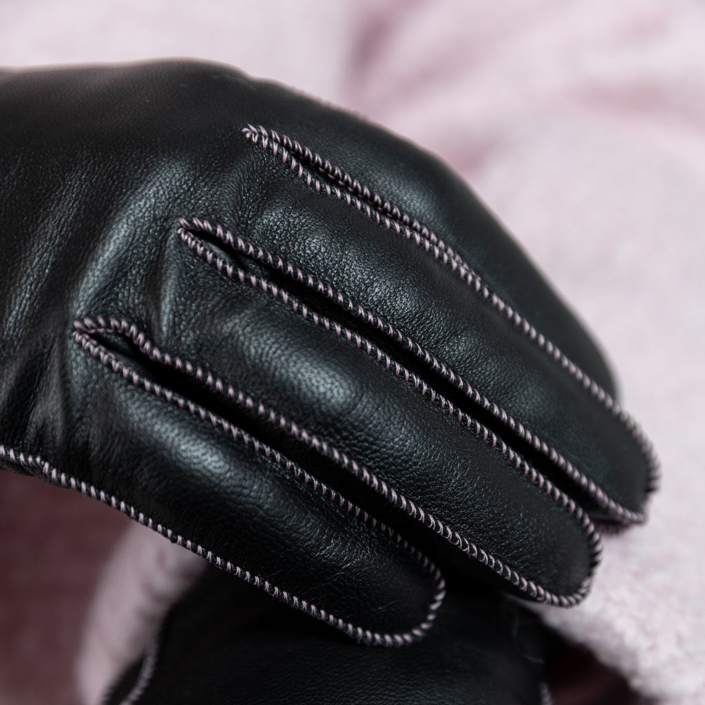 Naisten nahkakäsine, säänkestävä, musta